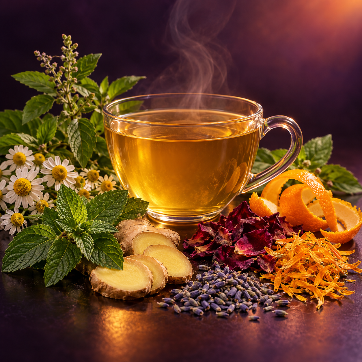 Better Days herbal tea with its featured ingredients
